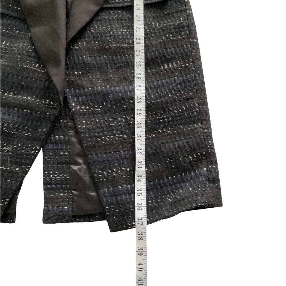 SØSKEN Jacquard Notch Collar Long Jacket Blue Black, size L - Picture 13 of 14